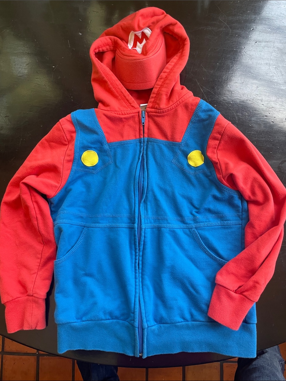 Nintendo Red and Blue Mario Zip-Up Hoodie from Super Nintendo World, size M